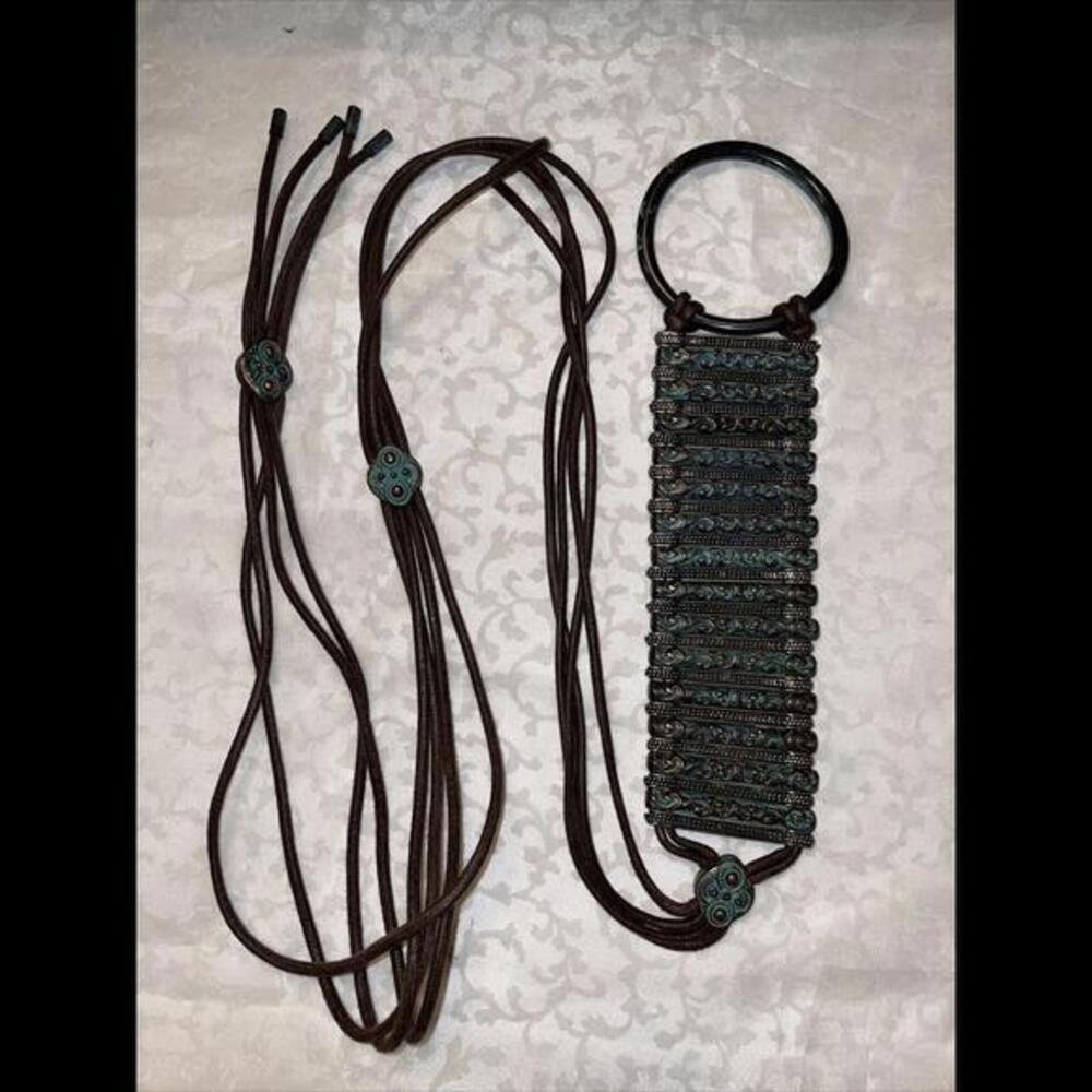 Womens Green Copper Like Belt‎ String Closure Tie Around